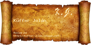 Küffer Jolán névjegykártya